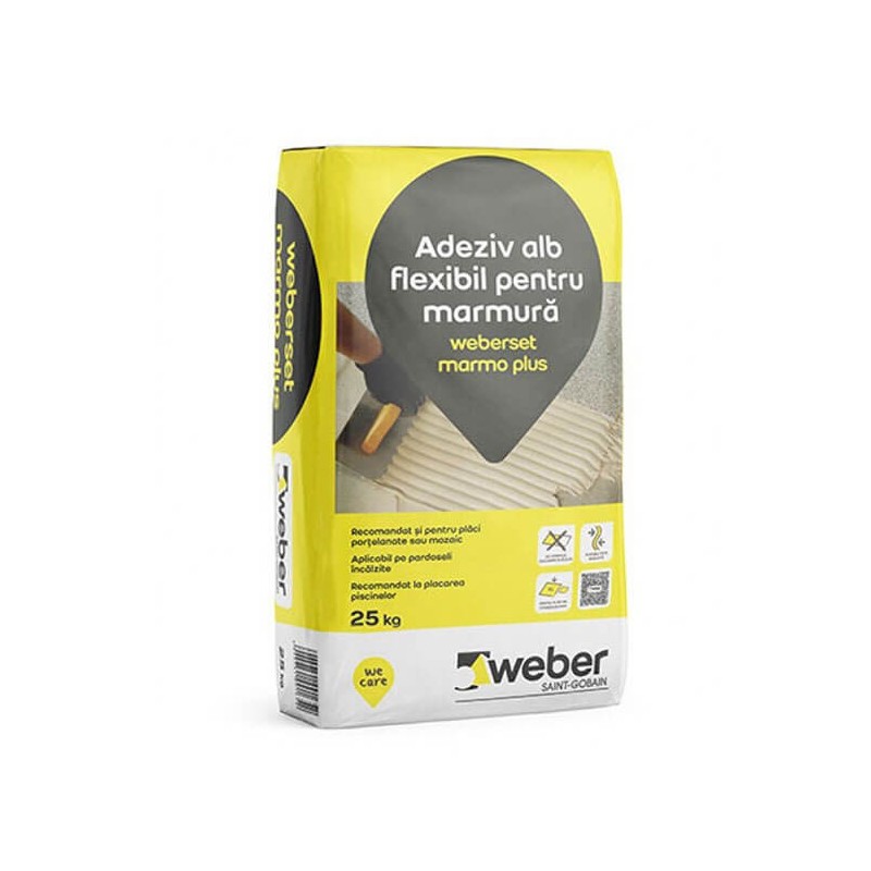 Adeziv alb flexibil pentru marmura, Weber Marmoplus, 25 kg