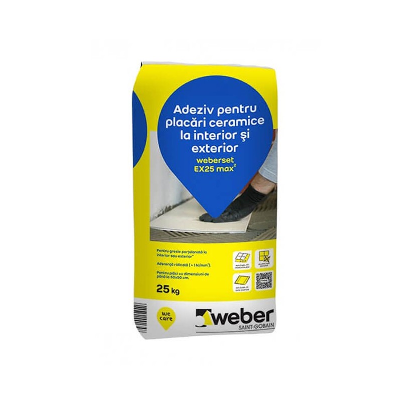 Adeziv pentru placări ceramice la interior și exterior Weber Ex25 Max2 Sac 25 kg