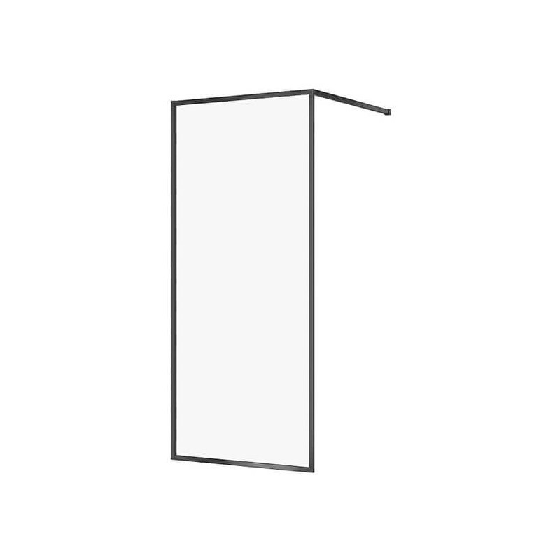 Cabina dus, Larga, tip walk-in, negru, 90 x 200, sticla transparenta