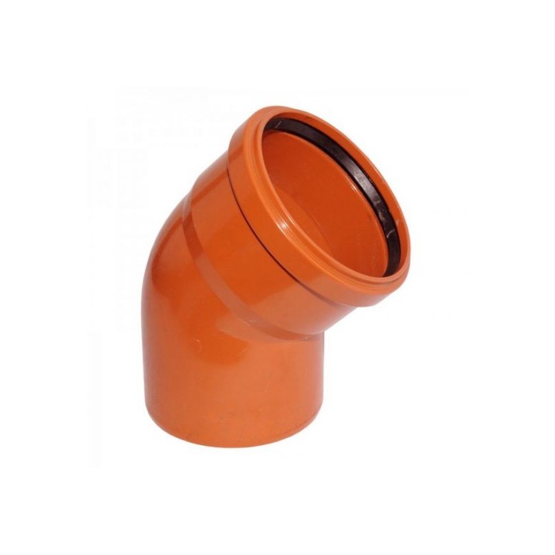 Cot PVC canalizare exterioara cu garnitura, 45 grd, diametru 110 mm