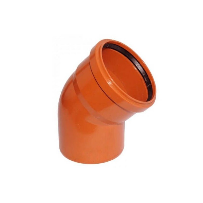 Cot PVC canalizare exterioara cu garnitura, 45 grd, diametru 160 mm