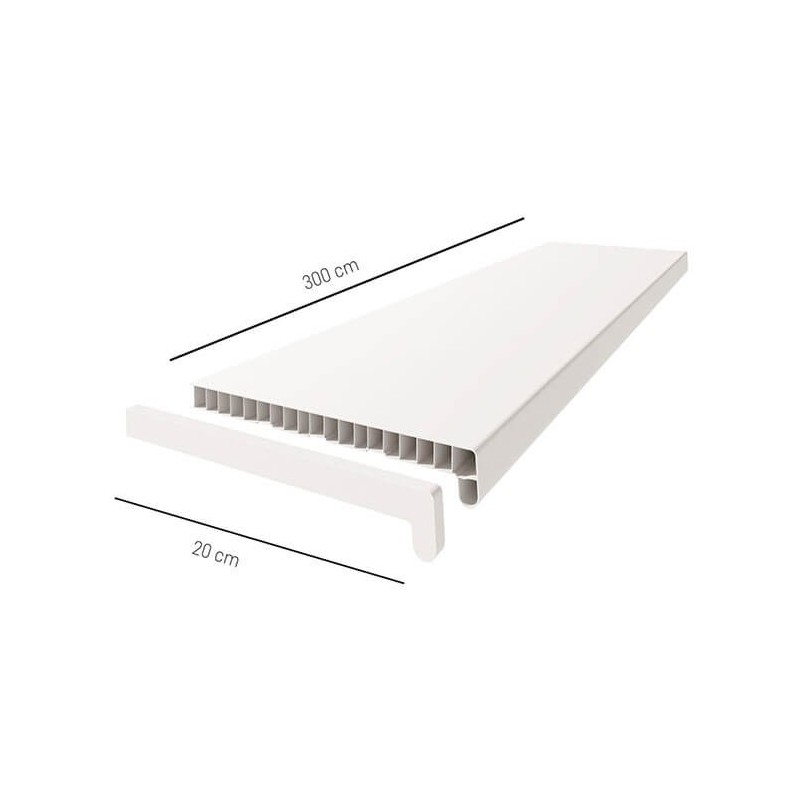 Glaf Vilo interior PVC alb, 300 x 20 x 2 cm