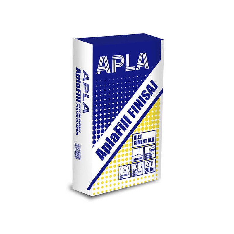 Glet de finisaj AplaFill pe baza de ciment alb, pentru interior, 20 kg