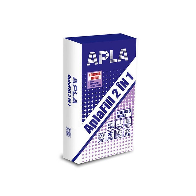 Glet de nivelare si finisaj pe baza de ipsos, Apla Fill 2 in 1, 20 kg