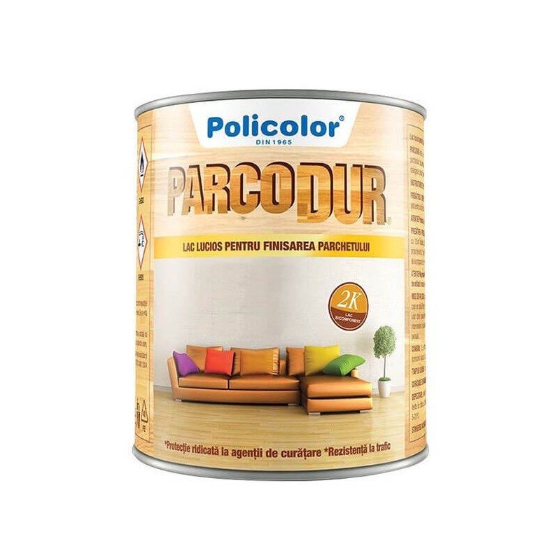 Lac pentru parchet Policolor Parcodur, transparent, 4 L cu intaritor 0.5 l inclus