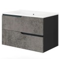  Masca baie cu sertare suspendat + lavoar 60CM winter negru mat + urban grey