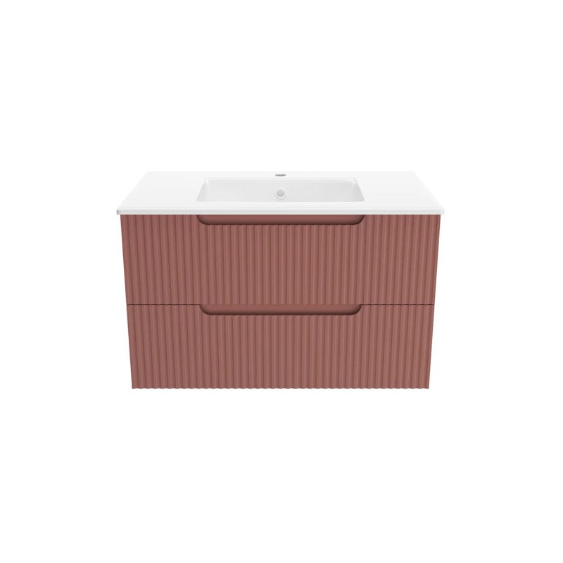 Masca baie cu sertare suspendat + lavoar 60CM eva rovere mokka+mattone