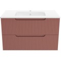 Masca baie cu sertare suspendat + lavoar 60CM eva rovere mokka+mattone