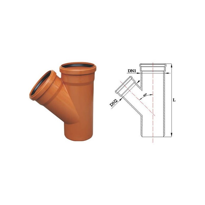 Ramificatie canal Kompact KIT, PVC D 160 x 160 mm, 45 grd