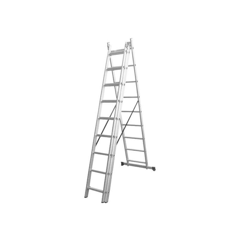 Scara aluminiu, 9 trepte, 3 tronsoane, Evotools