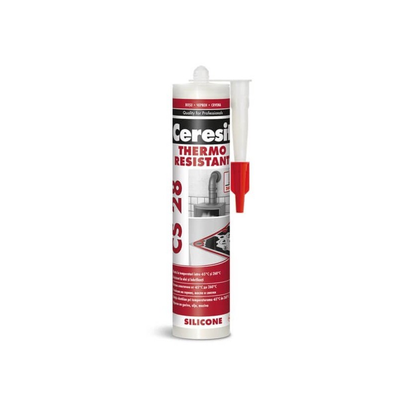 Silicon Ceresit CS 28, rosu, rezistent la temperatura, 280 ml