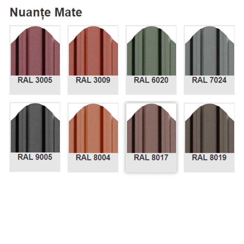 Șipcă metalică 1,7 m RAL 8019 mat dublu vopsit