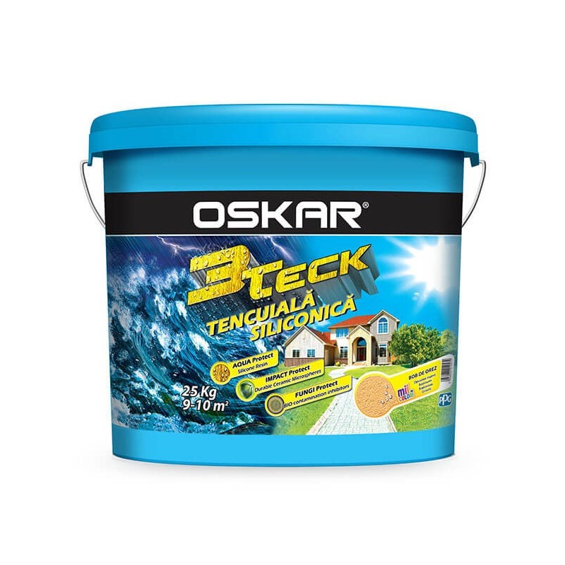 Tencuiala decorativa, Oskar 3Teck, aspect bob de orez, alb, 25 kg