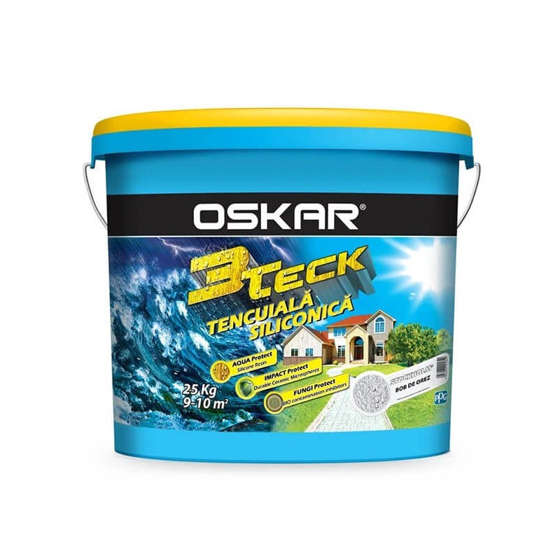 Tencuiala decorativa, Oskar 3Teck, aspect bob de orez, stockholm, alb, 25 kg