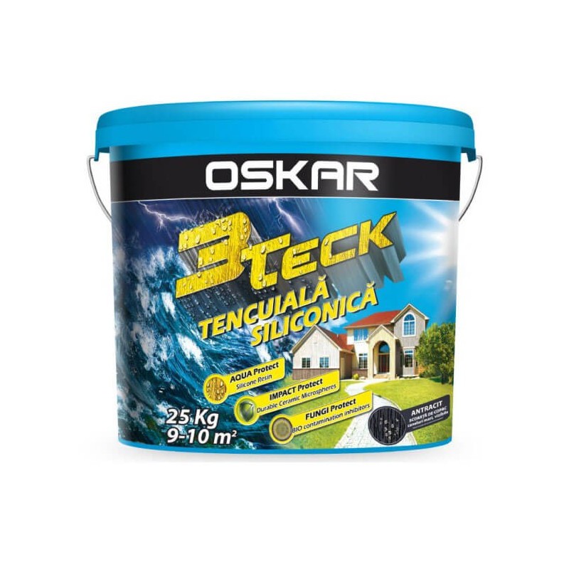 Tencuiala decorativa siliconica Oskar 3Teck, structurata, aspect scoarta de copac, vanilie, 25 kg