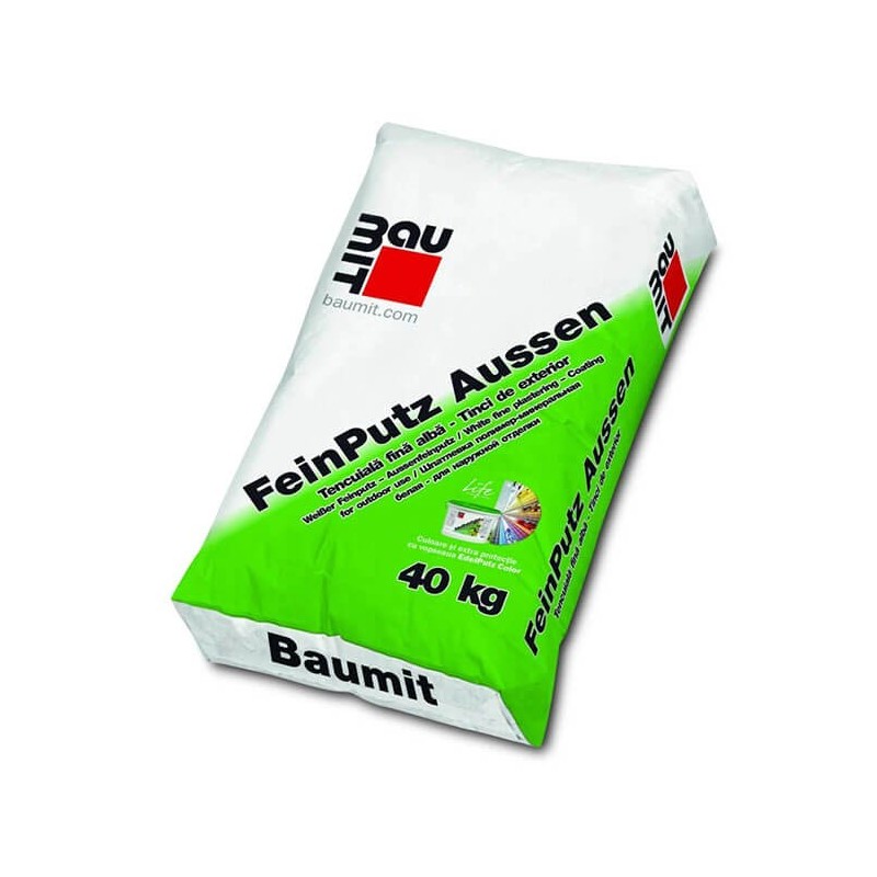 Tinci de exterior  pe baza de var-ciment, alb, 40 kg, Feinputz W Knauf