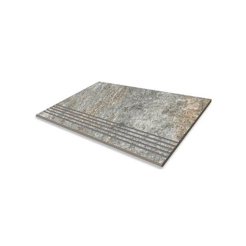 Treapta portelanata gri, 60 x 30 cm, rectificata, colectie QUARTZ, Cesarom
