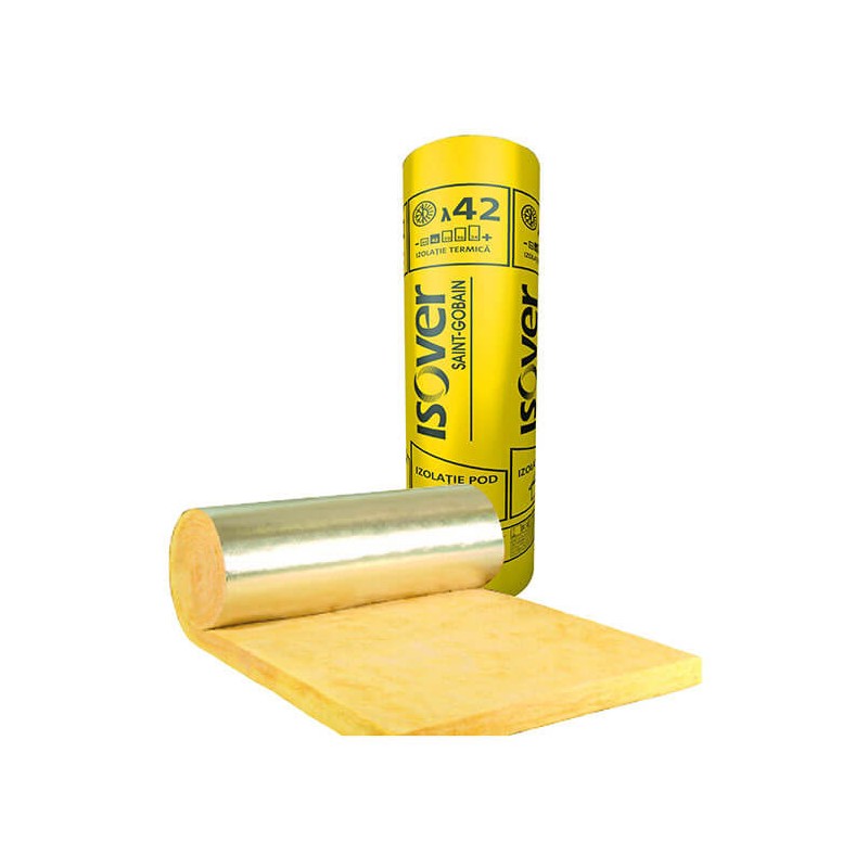 Vata minerala de sticla caserata cu aluminiu RIO ALU 5 cm - 14.40 mp - rulou