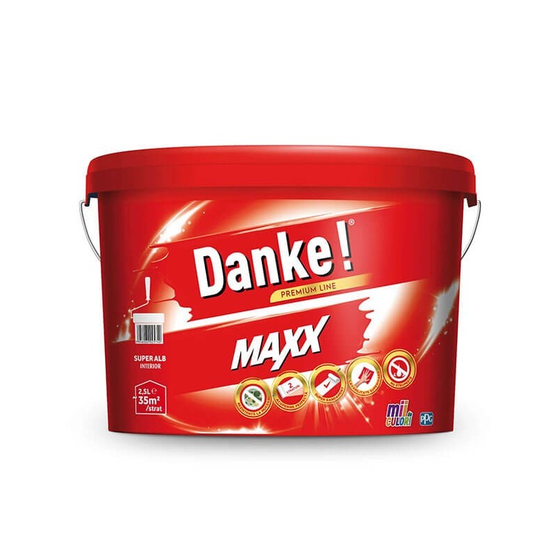 Vopsea lavabila alba Danke Maxx, de interior, 2,5 L