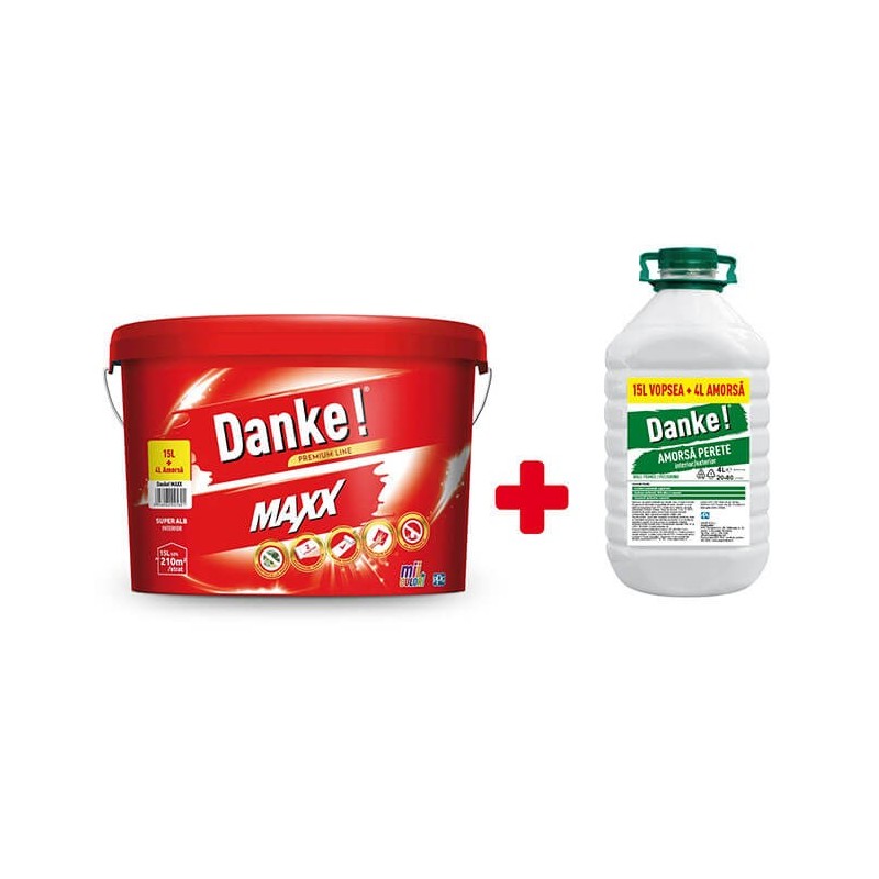 Vopsea lavabila alba Danke Maxx White, interior, 15 L + amorsa 4 L