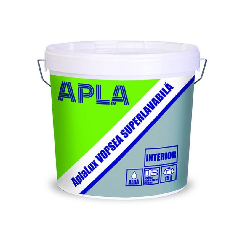 Vopsea lavabila Aplalux Superlavabil, interior, alb, 15L