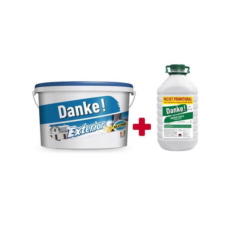 Vopsea lavabila exterior Danke, alba, 15 l + amorsa Danke 4 l