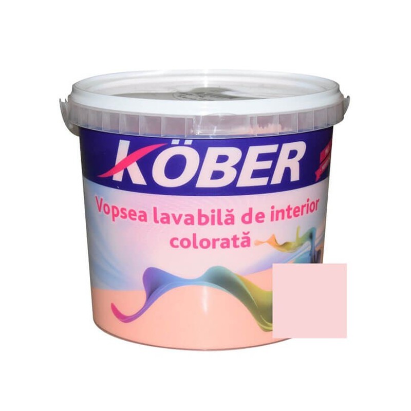 Vopsea lavabila interior, colorata, Kober, flamingo, 8.5 L