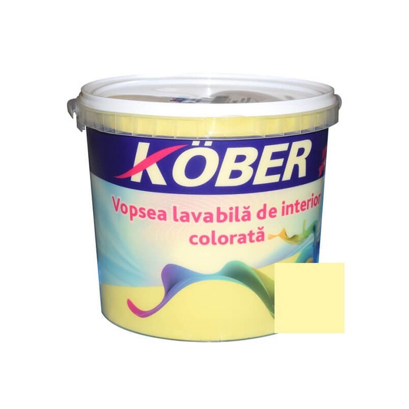 Vopsea lavabila interior, colorata, Kober, galben luminos, 8.5 L
