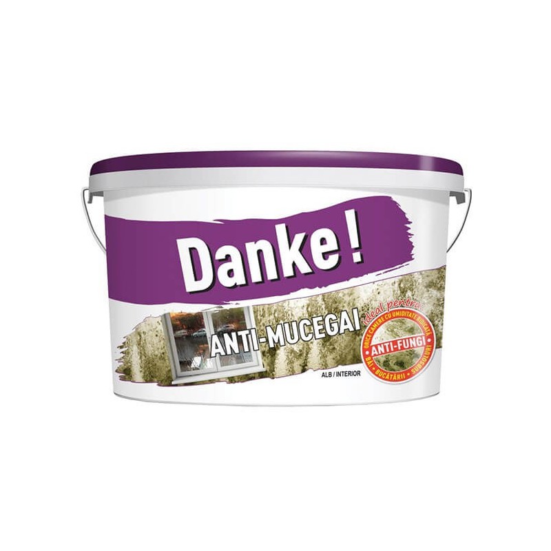Vopsea lavabila interior Danke Anti-Mucegai, alba, 8.5 l
