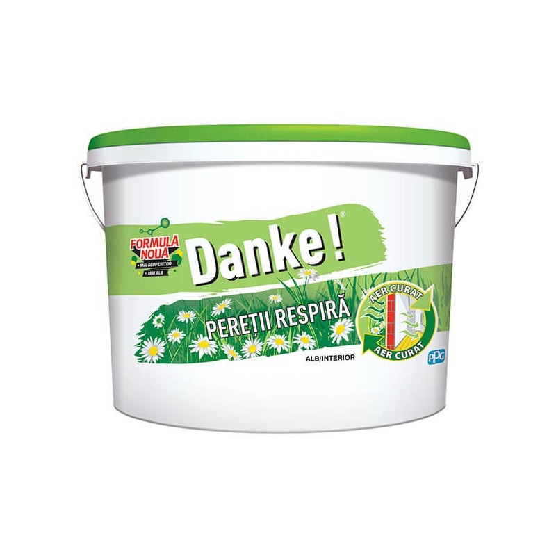 Vopsea lavabila interior, Danke - peretii respira, alba, 8.5 l