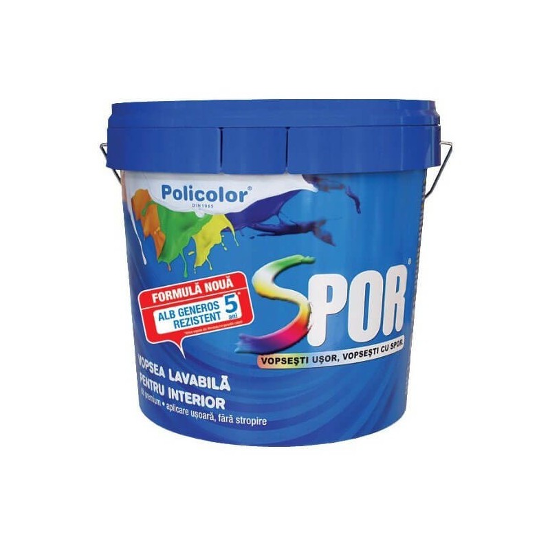 Vopsea lavabila interior, Spor, alba, 15 L