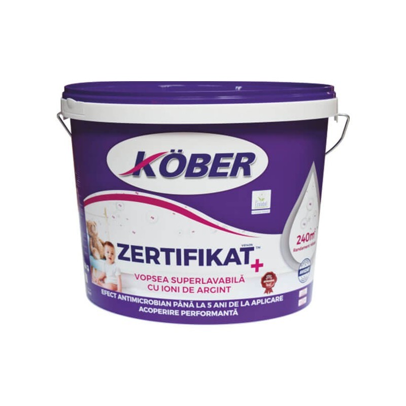 Vopsea superlavabila cu ioni de argint Zertifikat plus Kober 15 L