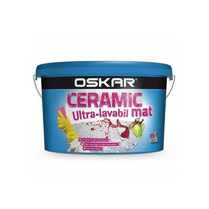 Vopsea ultralavabila interior, Oskar Ceramic mat, alba, 8.5 L